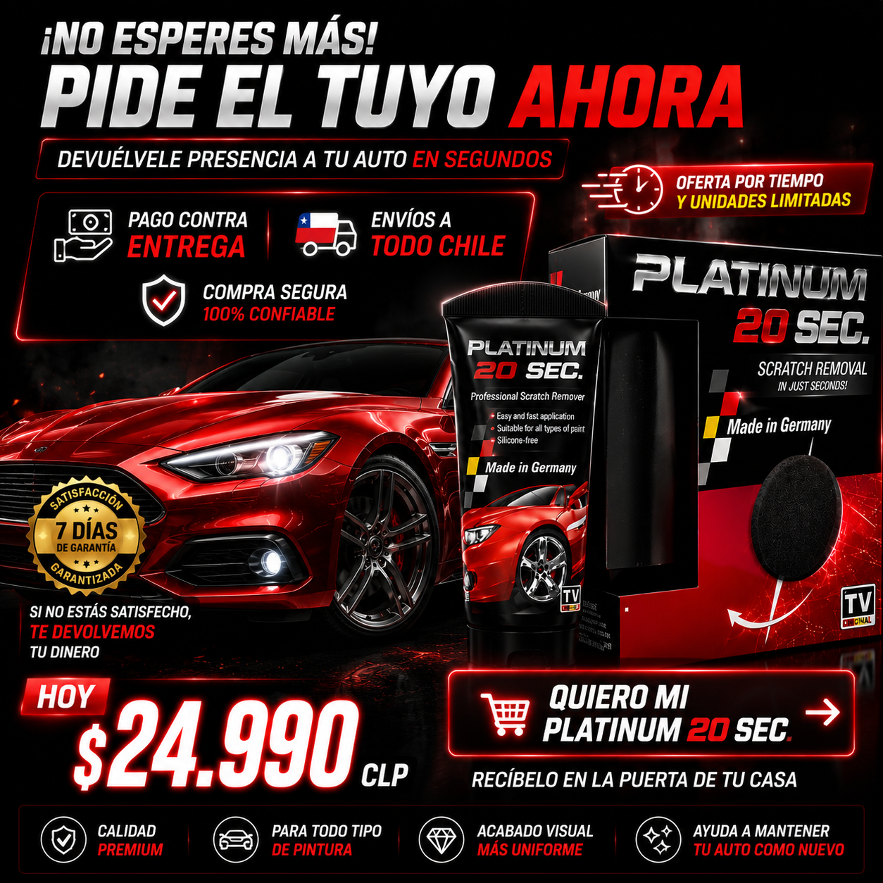 Platinum - Crema Reparadora De Rayones Autos 100ml