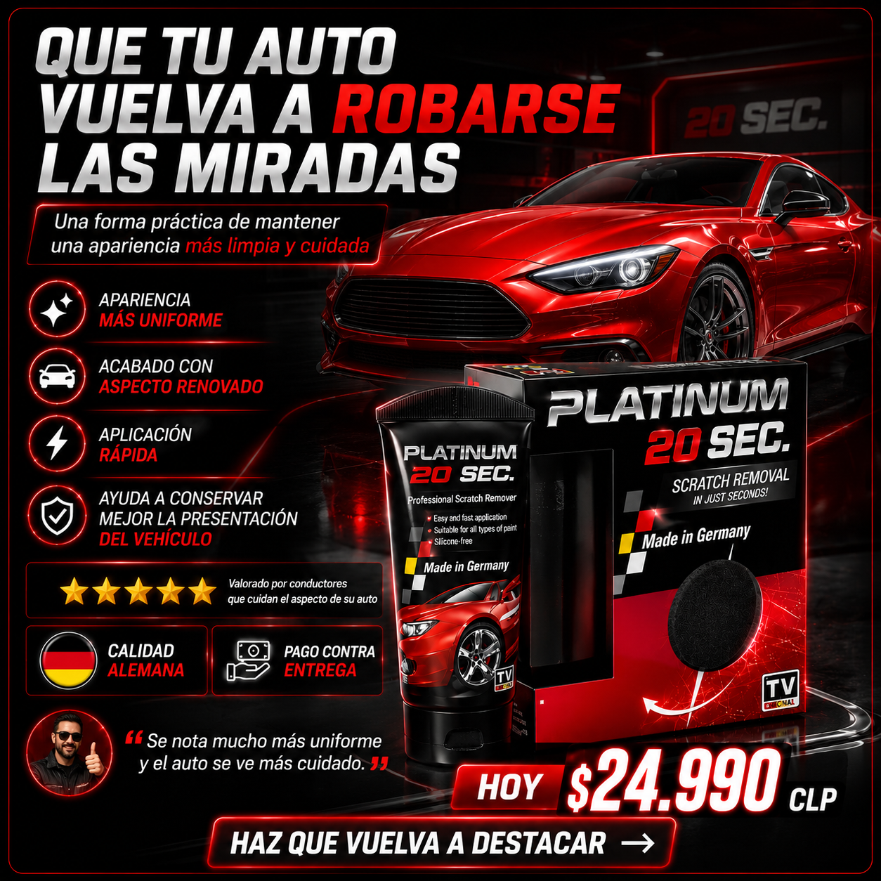 Platinum - Crema Reparadora De Rayones Autos 100ml
