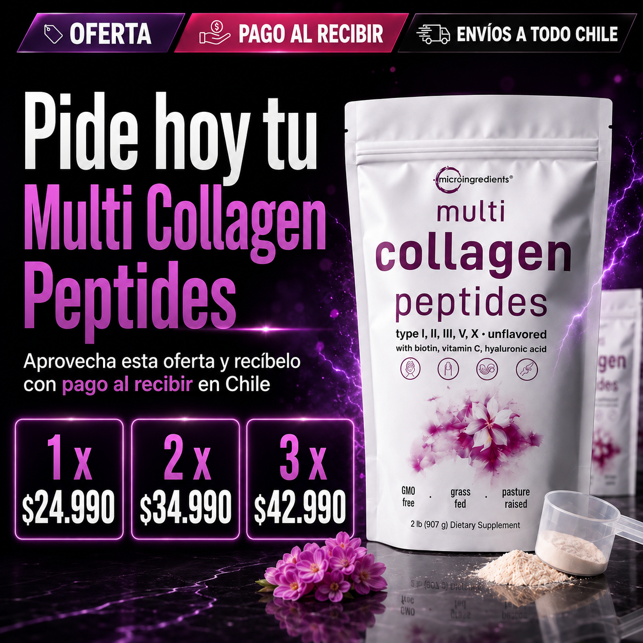 CollagenLux – Multi Colágeno Peptídico | Piel, Cabello y Uñas