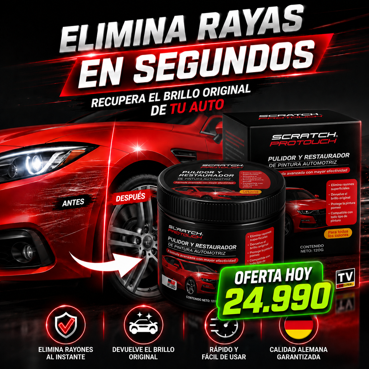 SCRATCH - Crema Elimina Rayones de Autos