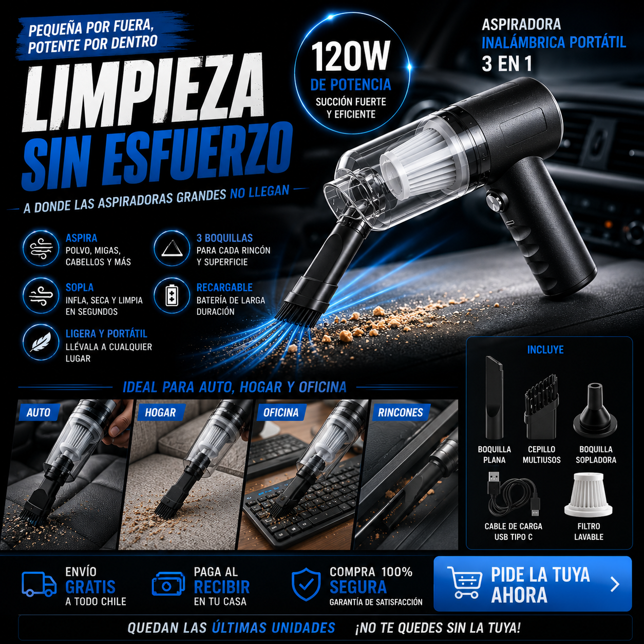 Aspiradora Inalámbrica 3 en 1™ | Hogar + Auto