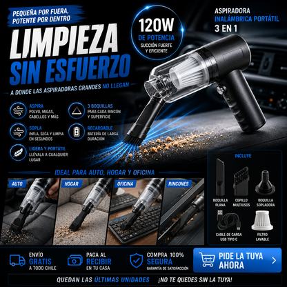 Aspiradora Inalámbrica 3 en 1™ | Hogar + Auto
